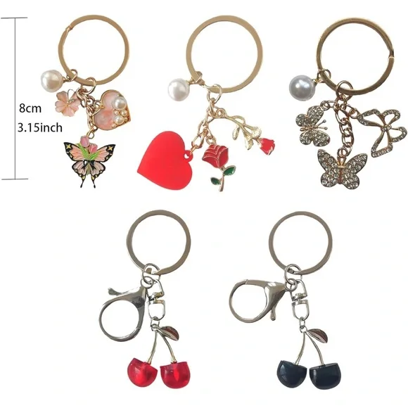 5-Pack Charm Keychains for Women Bag Purse, NWT - Picture 2 of 2